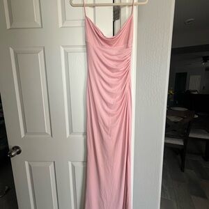 Katie May Surreal Pink Ruched Cowl Neck Maxi Dress
